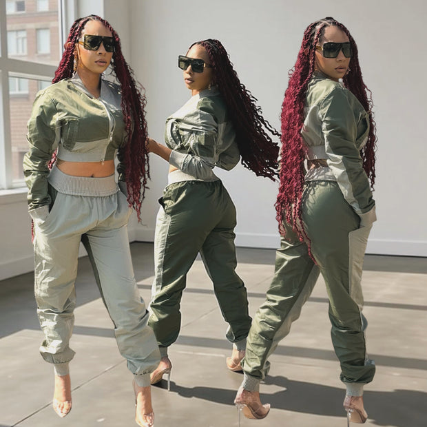 Double Color Wind Breaker JACKET & PANTS SET