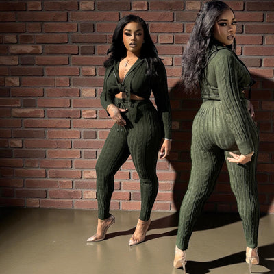 Hello Fall Sweater Set (Green)