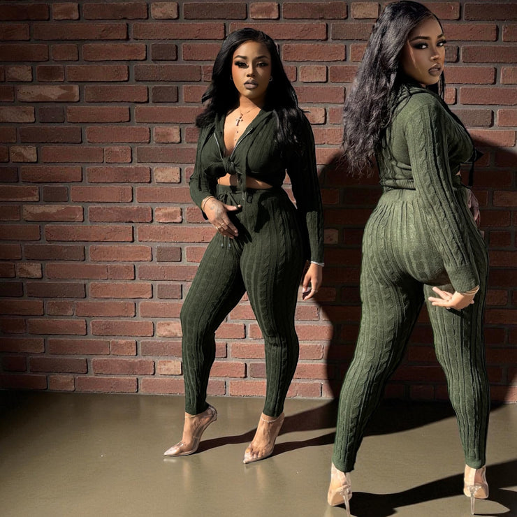 Hello Fall Sweater Set (Green)