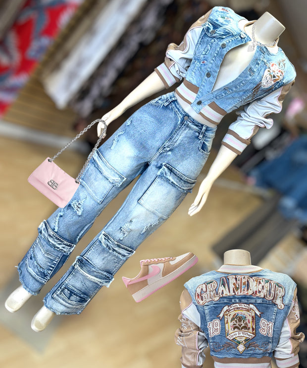 The “Grandeur “ mixed with Faux leather Jacket
