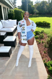 Patch World Over Sized Top/ Jacket ( White)