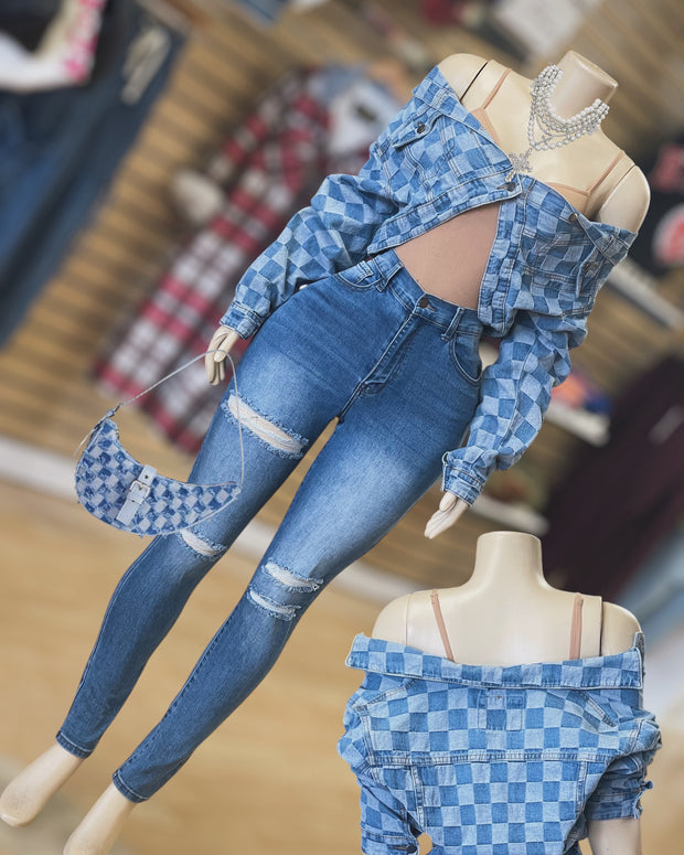 Checker Me Denim Jacket