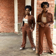 Classy and Edge 2 Piece Pants and Jacket Set ( Brown)
