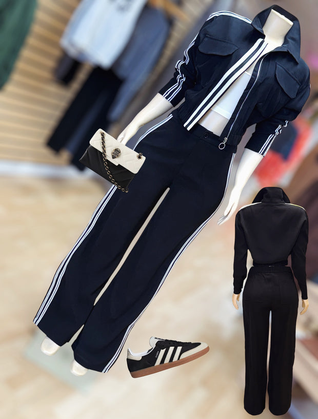 Classy and Edge 2 Piece Pants and Jacket Set ( Black)