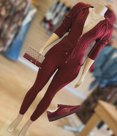 Hello Fall Sweater Set ( Burgundy )