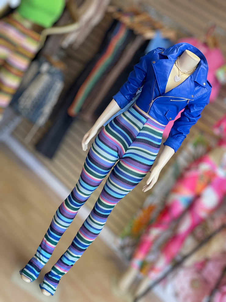 Crop Faux Leather Jacket ( Royal Blue)