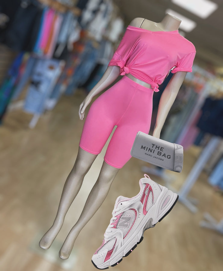 All Day Runs Stretch Short Set ( Pink)
