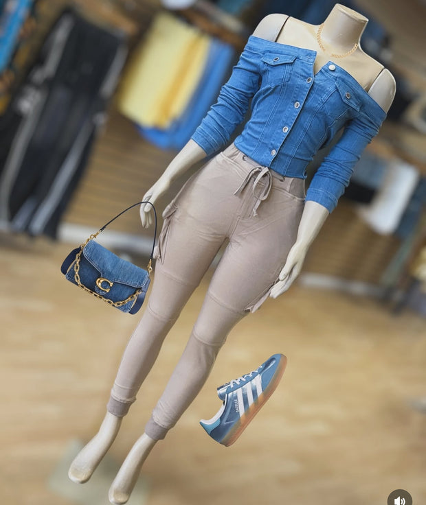 Off Shoulder Denim Top
