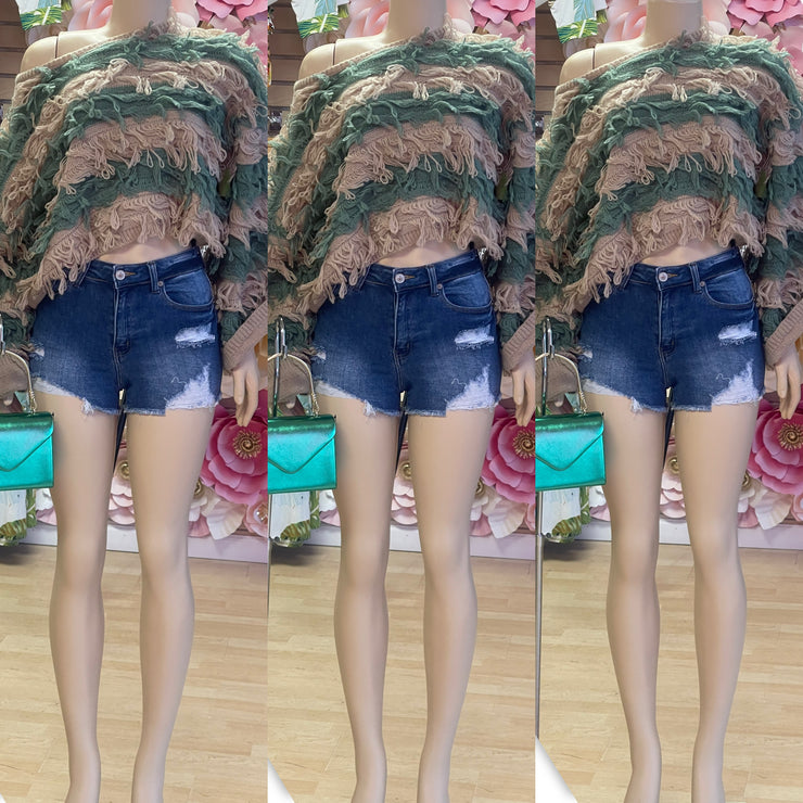 The Two Tone Shaggy Sweater ( Green)