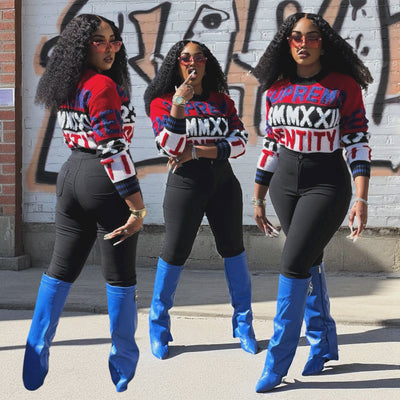 Supermo Writing On The Wall Sweater (Blue)