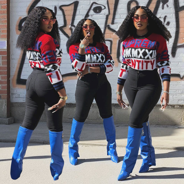 Supermo Writing On The Wall Sweater (Blue)