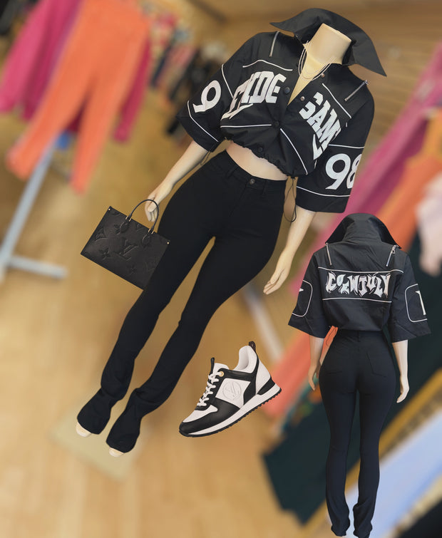 STACKED DISCO PANTS ( Black)