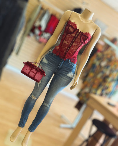 Strapless Flower Corest ( Red)