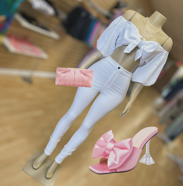 She so Classy Pure White Bow Top