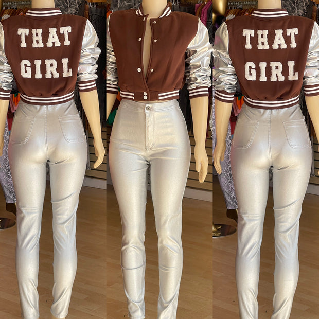 “That Girl”Cotton Two Tone Jacket ( Brown)