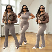 Waist Brown Faux Leather jacket