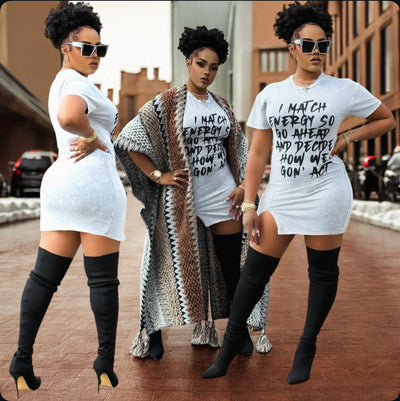 The “What your Vibe” T-shirt Dress