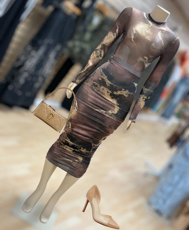 Mesh Bodysuit with Matching Skirt Set