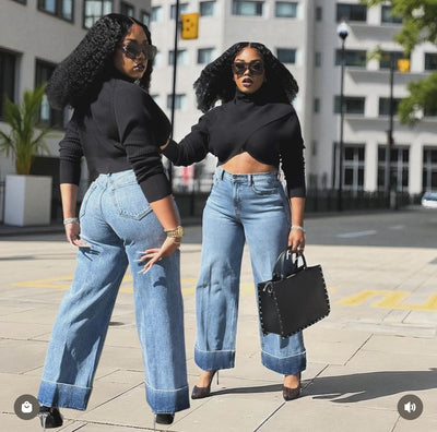 Fold Over Cute Denim Jeans