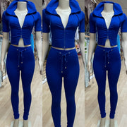 On the go Stretch pants and jacket set ( electric blue)