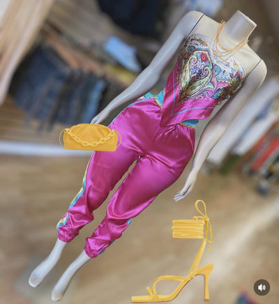 Satin Scarf and Pants Set
