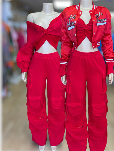 Cotton Cargo with a Sexy Twist Set (Red)