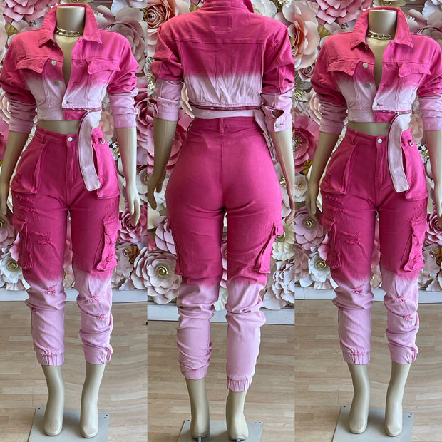 The prefect Ombré Color Pants Set( Pink)