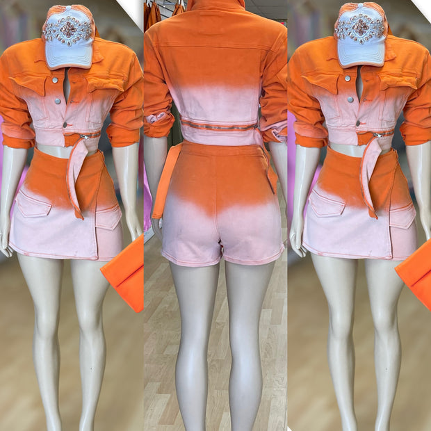 The prefect Ombré Color Skirt / Shorts ( Orange)