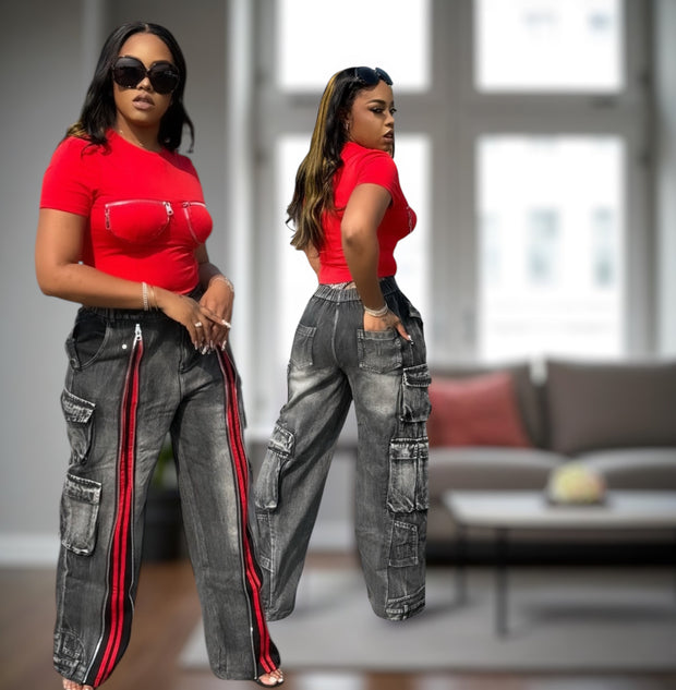 Zipper Bra Top (Red)