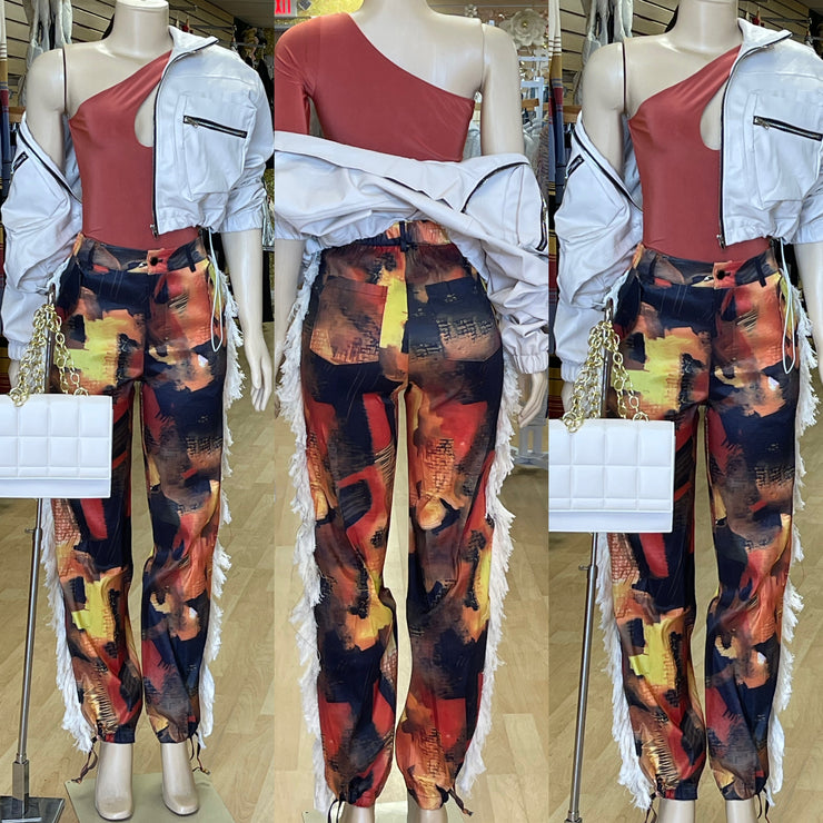 The Side Fringe With Detail Pants (Black)