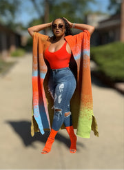 Open Color Tones Thick Long Cardigan