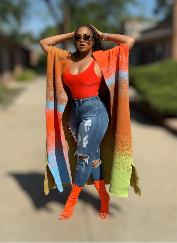 Open Color Tones Thick Long Cardigan