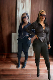 Hoodie Corset Top/ Jacket (Black)