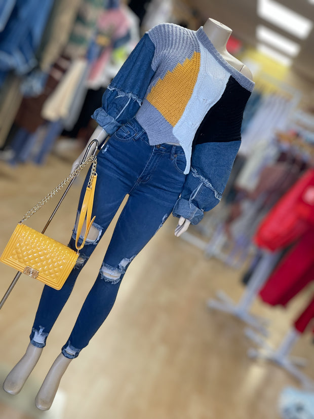 Denim Arms Colors Sweater