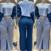 The Mixture Of Denim and Jean Pants Set