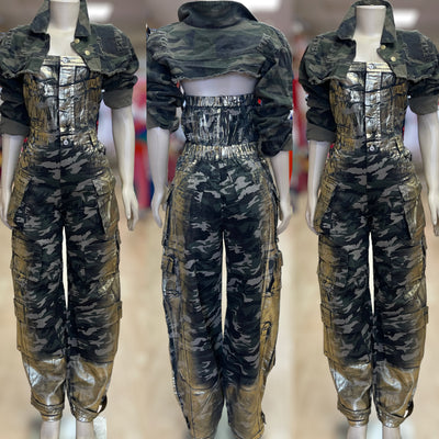Army Cropped Denim Jacket