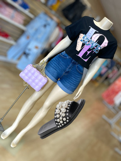 Love all over me top ( black)