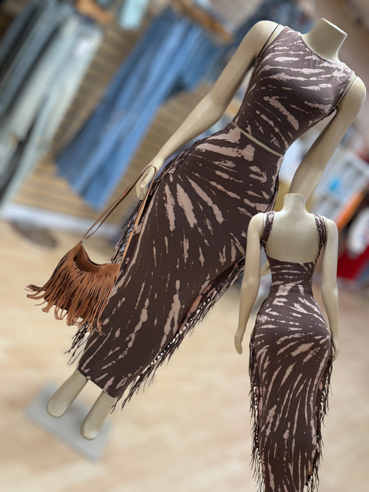 Skirt Set Brown X Tan Fringe