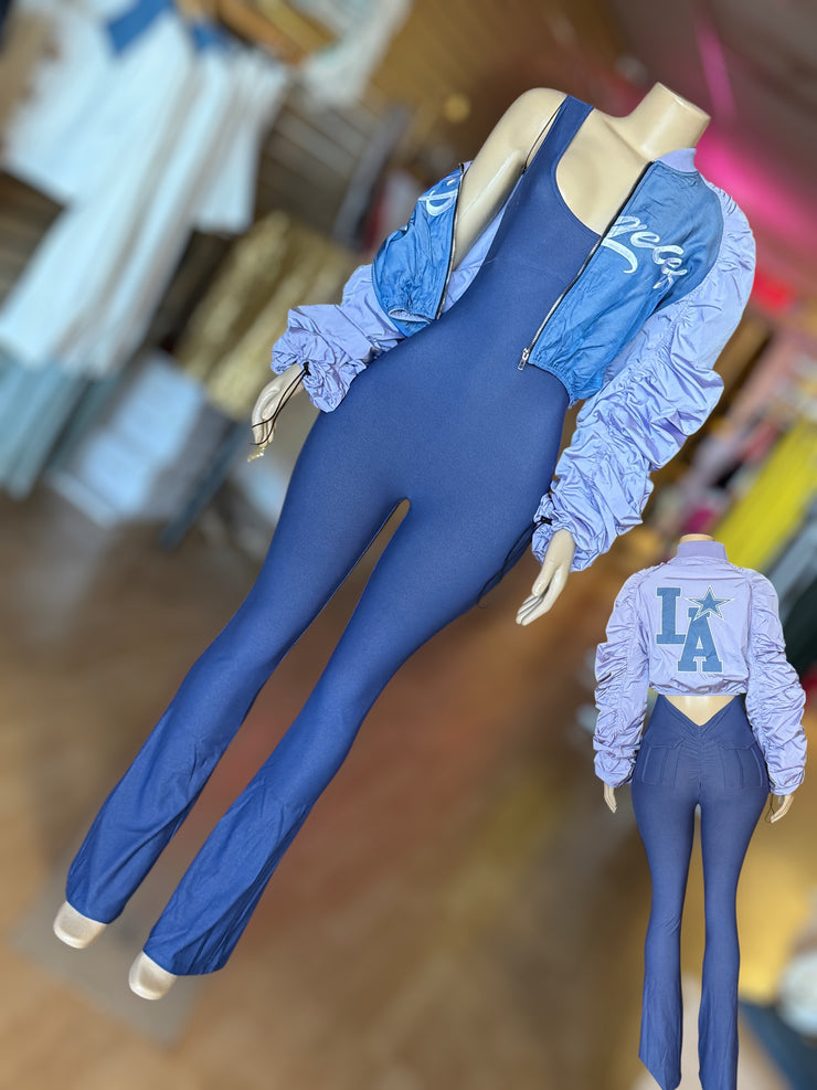 Thick Open Back Denim Material Jumper ( Blue)