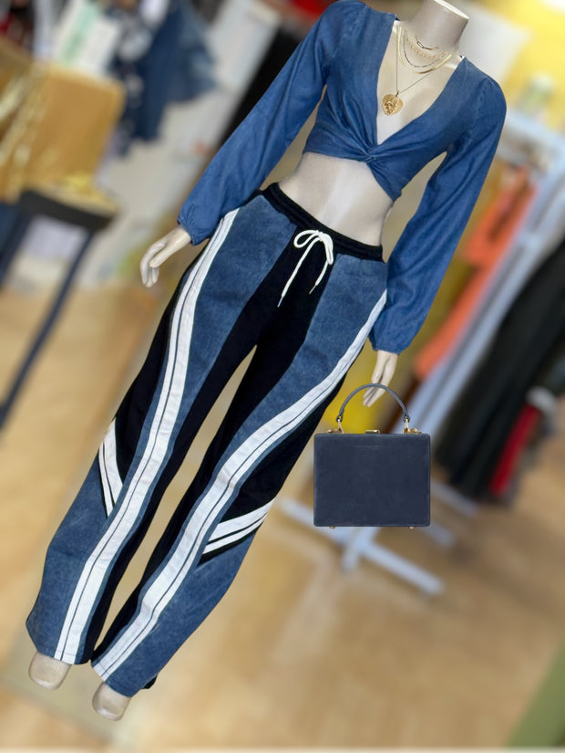 Denim Twist Collar Top