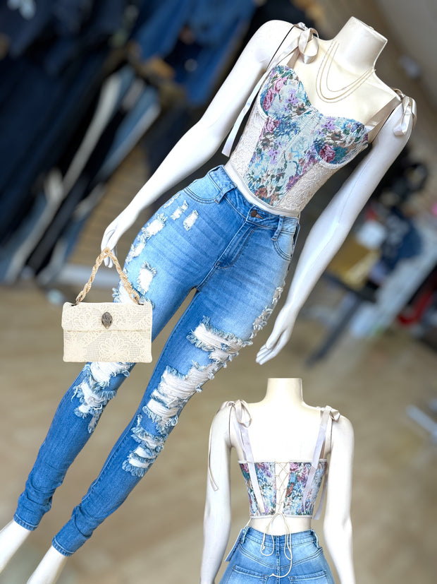 Lace on Lace With Flowers Corest