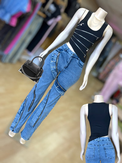 Many Zippers Tank Top
