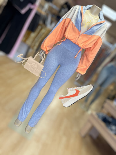 Cotton Color Block Pants and Jacket Set (Grey and Yellow )