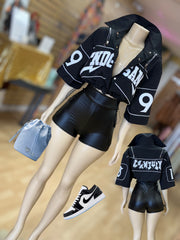 Cargo Faux Leather Side Pocket Shorts ( Black)