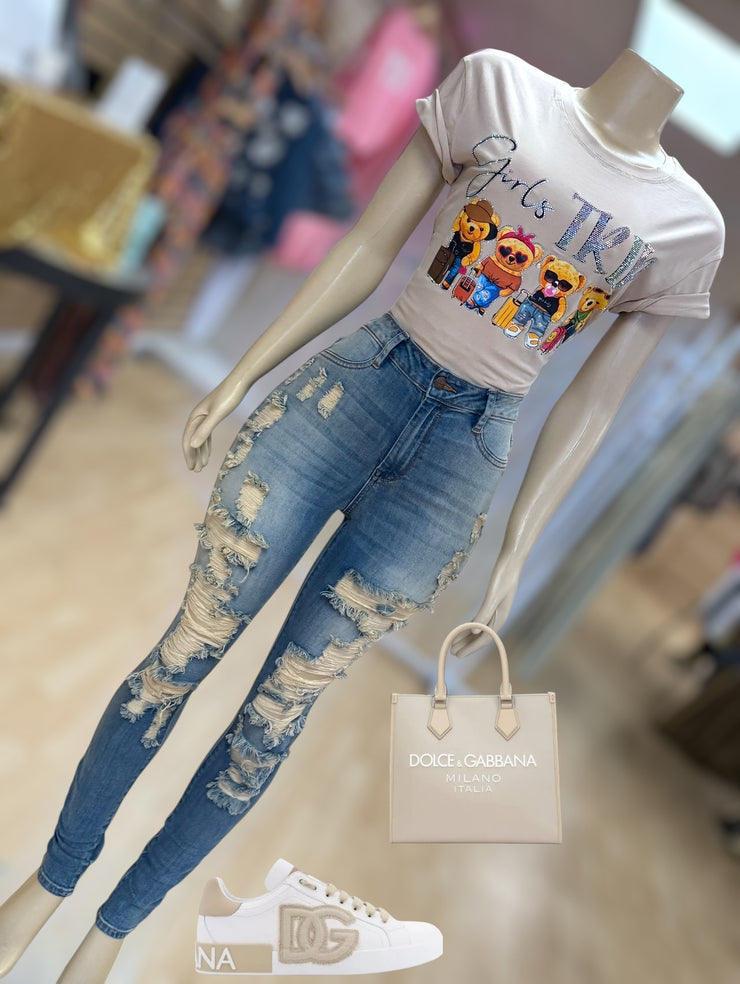 Girls Trip " Bling Bling" Tee ( tan)