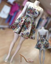 Jacquard Tube Dress With Pleats