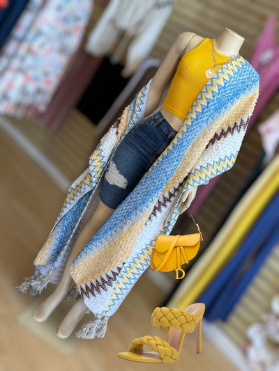Tassel Long Cardigan ( Yellow)