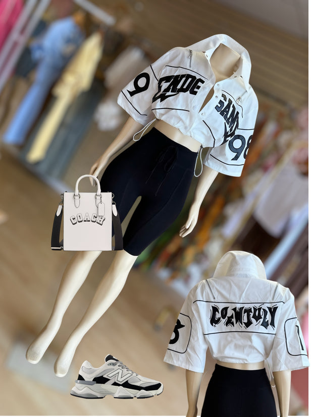 Subway Writing Wind Break Jacket (White)