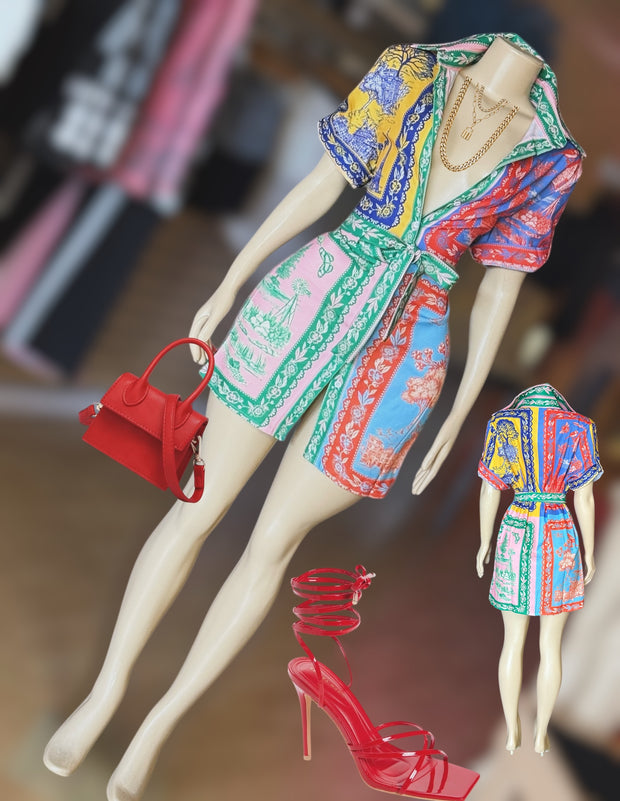The Belt Shirt Print Dress