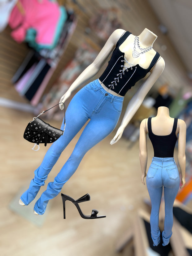 That “Bling Bling” Lace Up” Top ( Black)